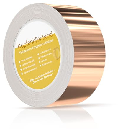 Cong.Lai Kupferband Gegen Schnecken 50mm x 50m, schneckenschutz kupferband selbstklebend, Hochbeete für Garten, Selbstklebendes EMI Abschirmband, Kann Schneckenkorn Ersetzen