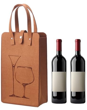 Felt Wine Bottle Gift Bag with Handles Wine Tote Bag Champagne Bottle Felt Bag Bottle Gift Storage Bag Reusable Wine Travel Bag Leakproof Wine Holder Bag for Christmas Birthday Party Gift (Chocolate)