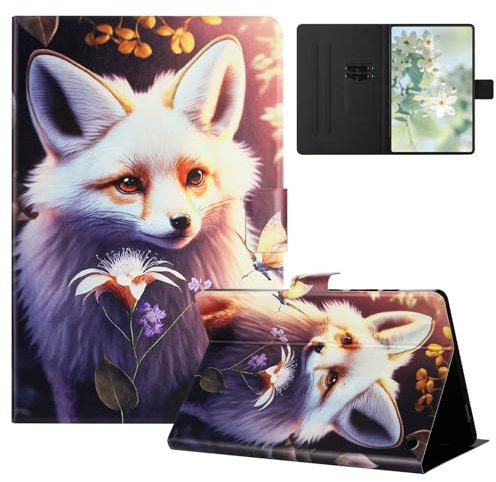 Mldjomid Funda Compatible con Amazon 10.1 Kindle Fire HD 10/ HD 10 Plus (11ª generación) 2021 Tableta Funda PU Cuero Flip Protectora Carcasa con Función de Soporte Tableta Cover Case, Zorro Colorido