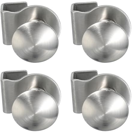 PATIKIL 1-1/8 Glass Door Pull Handle, Stainless Steel 4Pcs No Drilling Door Clips Pulls Handles Knobs with Screw for 5-8mm Shower Glass Cabinet Drawer Display Showcase, Silver