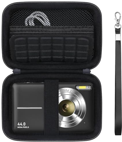 Supmay Tragetasche für IXNAIQY/für EJXHKNF/für Kodak Pixpro FZ45 FZ55/ für VAHOIALD/für CAMKORY Digitalkamera 1080P Fotokamera, Speicherhalter Reisetasche mit Mesh Tasche für Batterie, Schwarz