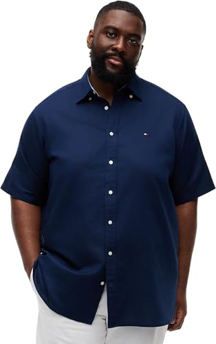Tommy Hilfiger Herren Bt-cl Linen BLND Solid Ss Rf S-b Mw0mw44062 S/S Shirt