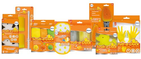 Airpure Scrub-a-Duck 8 Piece Bundle - Glass Sponge, Magic Eraser, Microfibre Cloths, Anti-Bac Pad, Wet & Wipe Duster, Washing-up Wand, Sponge Scourer & Rubber Gloves