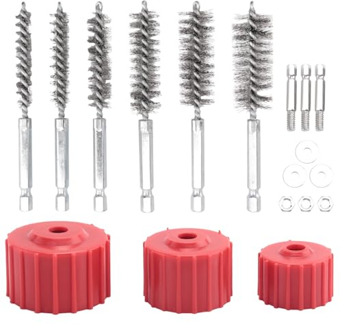Veciado Kupferrohr Reiniger Set für Bohrmaschine Rohrreinigungsbürste Reinigt Kupferrohre Schläuche und Fittings zum Löten