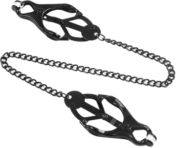 KUAIQI Nippelklemmen mit Verbindungskette,Einstellbare,Schwarz | BDSM Nippelklemmen Brustwarzen,BDSM Spielzeug Extrem für Frau Mann Paare Hart,Bondage und Rollenspiele
