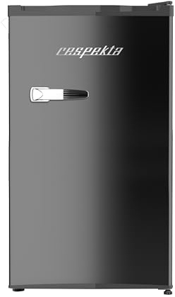 respekta Retro-Kühlschrank / 92 L Kühlvolumen/Kaltlagerzone/höhenverstellbare Füße/seitlicher Flaschenöffner/Aluminiumgriff/E/Schwarz / KG83S-52
