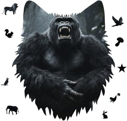 Angry Gorilla Jigsaw Puzzle 175PCS Wolf Head Design Puzzle Wooden Jigsaw Puzzles for Adults Families