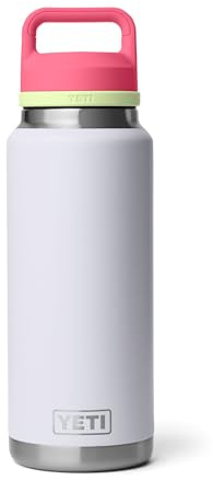 YETI Rambler 36 oz Bottle, Leakproof, Vacuum Insulated, Stainless Steel with Chug Cap, Mist/Pink/Grasshopper