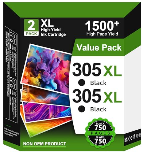305XL Ink Cartridges Black Replacement for HP 305 Black Ink Cartridge for HP 305XL, Printer Ink 305 XL for Deskjet 2820e 2700e 2810e 2720e 2710e 4200 4220e Envy 6000 6010e 6020e 6030e Pro 6420e 6430e