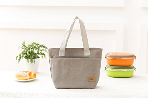 Vinsani Insulated Thermal Lunch Bag Portable Reusable Cooler Bag Unisex | Waterproof & Leak-Proof Design for Outdoor, Beach, Camping, BBQ & Travel, Lightweight & Foldable - Grey