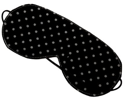 Schlafbrille Cordstoff - GRAUE PUNKTE AUF SCHWARZ - mit Gummiband - waschbar - Schlafmaske/Augenmaske/Nachtmaske - aus Baumwollstoff/Baumwolle