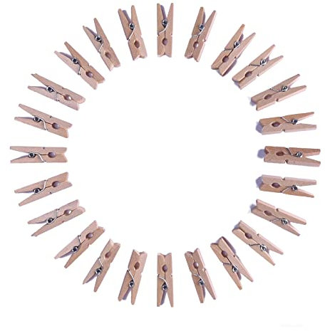 ZADAWERK® Mini Holzklammer - Natur - 3cm - 100 Stück - Kleine Halter - Kleine Deko Wäscheklammer zum Befestigen - Aufhängen von Fotos, Postkarten, Briefen