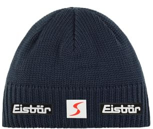 Eisbär Trop Skipool Strickmütze Beanie Merinomütze Wollmütze Skimütze Damen/Herren - Made in Austria mit Futter, Futter Winter Herbst-Winter - One Size dunkelblau