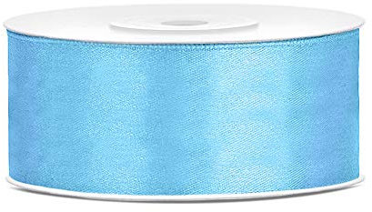 DaLoKu Satinband 6/12/25/38/50/100mm x 25m Geschenkband Schleifenband, Größe: 25mm x 25m, Farbe: Hellblau