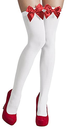 Boland CAT015 - Collant Bas Blanc avec Noeud Rouge