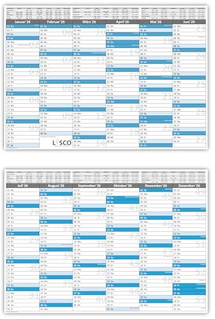 Tafelkalender DIN A4 2026 (1 Stück) Format (210 x 297 mm) 300g BD Papier sehr gut beschreibbar