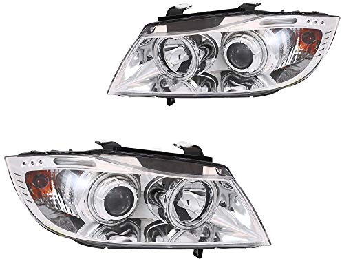 Scheinwerfer Set 3er E90 E91 05-08 Angel Eyes klar/chrom DE-Licht