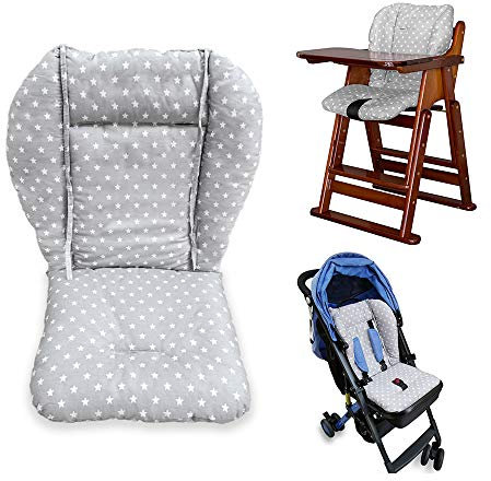 Kinderwagen Sitzkissen,Baby Hochstuhl Sitzkissen/Kissen,Baby Hochstuhl Kissen Pad Matte Atmungsaktiv Safety First Kinderwagen Auflage Seat Liner(Grauer Stern)