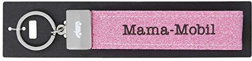 Depesche 4298-040 Schlaufen Schlüsselanhänger aus Filz, mit graviertem Metallabschluss und kultigem Aufdruck, Mama-Mobil, rosa, ca. 17 x 3 x 1 cm