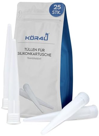 25x kör4u Tüllen für Silikonkartusche, transparent, Silikontüllen, Ersatzspitzen, Silikonspitzen, Kartuschenspitzen, Kartuschendüsen, Silikondüsen