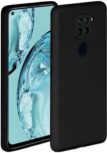 ONEFLOW Funda blanda compatible con el Xiaomi Redmi Note 9, funda de silicona con borde elevado para protección de pantalla, doble capa, funda suave para teléfono, color negro mate