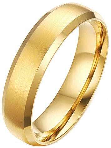 AMDXD Ringe, Matte Verlobungsring Mann aus Titan Stahl, Geschenk Geburtstag für Ihn, Gold, Gr.72 (22.9)