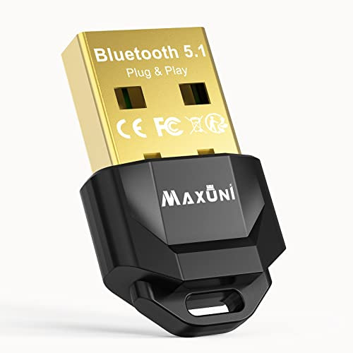Maxuni USB Bluetooth 5.1 Dongle Adapter for PC Laptop Computer Desktop, Low Latency EDR Receiver Keyboard Mouse, Support Windows 10/11(Plug and Play