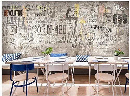3D Europäische Retro Zement Wandbild Industrie Stil Loft Bar Milch Tee Shop Bekleidungsgeschäft Brief Graffiti Wandbild Tapete Wanddekoration fototapete 3d Vlies wandbild Schlafzimmer-400cm×280cm