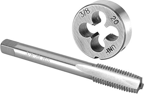 Burkit Ensemble taraud et filières 3/8-20 UN pour droitier, filetage de machine 3/8 x 20 UN et filière ronde