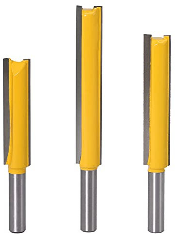 Treki Brocas Rectas de Flauta Doble de 8mm Vástago 3 Piezas, Fresas Rectas para Madera de Carburo Extra Largo Fresado Recto Ranuradora fresadora de corte recto para Carpintería