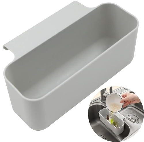 Portaoggetti per Lavandino Cestello Mensola - Organizer per scatola di sapone, cestello di scarico per verdure/frutta Colino da cucina Colino da tè, 1 pezzo, Grigio, di Plastica