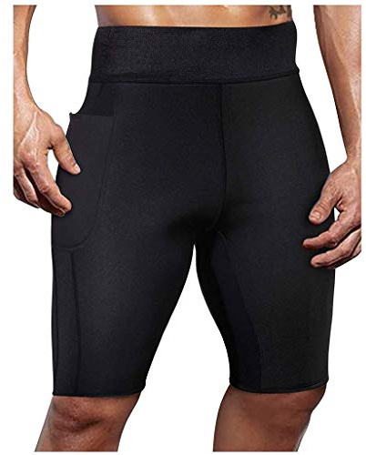 QIUhhpuy Shorts Herren Saunashorts Herren Jogginghose Sauna Kurze Hose Elastische Körperformende Abnehmen Leggings Sport Shaper Schwitzhose