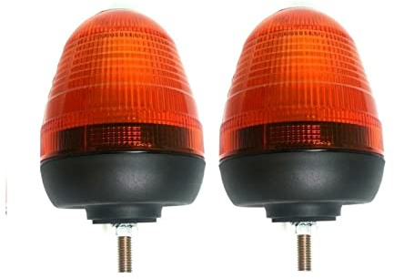 Set of 2 60 Led Flashing Warning Beacon Lights Single 1 Bolt Point Mount Amber Orange