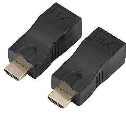 Akozon Convertidor HDMI a RJ45, 2X Extensor de Red Extensor de Cable Convertidor Repetidor 30m sobre CAT-5e CAT6 Single Lossless 30M 4k * 2k Adaptador de conversión Compatible con HDMI1.4 3D 10