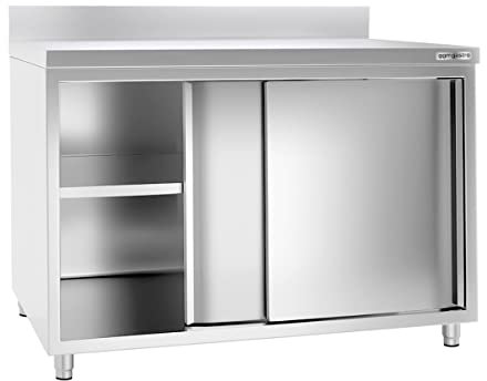 GGM Gastro | ASFK126A | Edelstahl Arbeitsschrank ECO - 1200x600mm - mit Schiebetür & Aufkantung