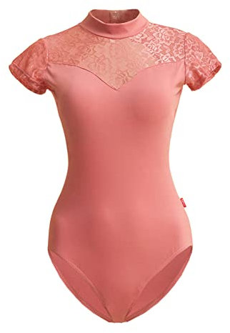 ROYAL SMEELA Justaucorps Danse Gymnastique Dentelle Classique Body Bodysuit Manches courtes Femme justaucorp danse classique gym sport adulte body danse classique Lace Combinaison four Femme