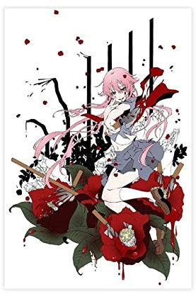 RIPEX Anime-Bild Mirai Nikki Gasai Yuno Hari Noi Einzelnes langes Haar hoch Leinwandposter Schlafzimmer Dekor Sport Landschaft Büro Zimmer Dekor Geschenk Rahmen Stil 60 x 90 cm