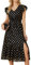 GRACE KARIN Robe de soirée à manches courtes et col en V pour femme avec fente, Noir , S