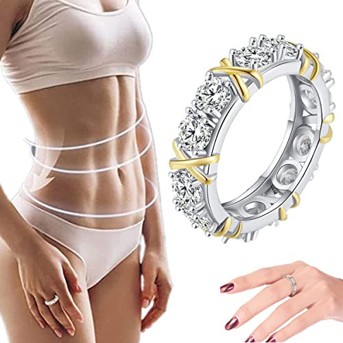 MAIMiao 925 Sterling Silber Kreuz Voll Moissanit Diamant Ring, Magnetische Zirkon Formung Kreuz Voll Moissanit Diamant Ring,Thermogenic Moissanit Spinner Ring (10,Gold)