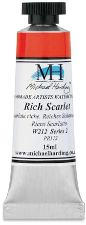 Michael Harding Professional Watercolors - 15ml Tubes (Rich Scarlet)