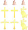 6 Pcs Cross Cake Toppers Gold Mirror Cross Prayer Cross Cupcake Supplies Acrylic Decorations for Baby Baptism Celebration Decorations Theme Party