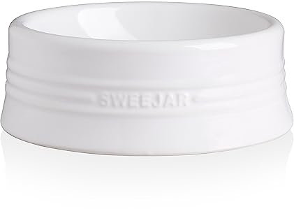 Sweejar Gradient Dog Bowl, Ceramic Dog Food Dish for Large Dogs and Large Cat, Porcelain Pet Bowl for Food and Water 32 oz (White)