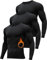 HOPLYNN 3er Kompressionsshirt Herren Langarm Thermo Unterwäsche Innenfleece Funktionsshirt Schwarz M