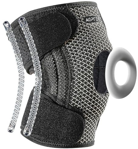AGPTEK Rodilleras Meniscos y Ligamentos, Rodilleras Deportivas Ligeras y Transpirables con Estabilizadores Laterales y Almohadilla de Goma para Rótula para Deportes y Entrenamientos