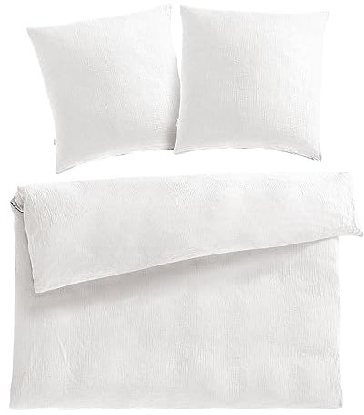 Pure Label Musselin Bettwäsche 200x200 cm mit Kissenbezug 2er Set 80x80 cm aus 100% Baumwolle - Traumhaft weiche, kuschelige Bettwäsche-Sets in weiß