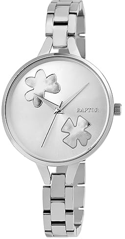 Raptor Fiona Damen-Uhr Edelstahl Clipverschluss Floral Flower Blume Analog RA10241 (silberfarbig)