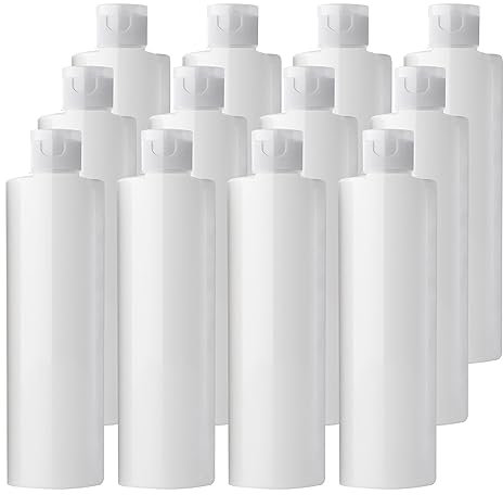 BPZXL 12 pièces 250ml Blanc flacons vides en plastique avec Bouchon à Charnière Transparent Bouteilles Pour Cosmétique Savon Gel Huile essentielle Lotion le shampooing