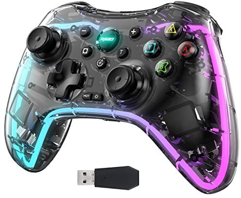 RALAN Controller di gioco wireless con illuminazione a LED compatibile con Xbox One S/X, Xbox Series S/X, Gamepad da gioco per PC, Joypad remoto con adattatore wireless 2.4G, perfetto per giochi FPS