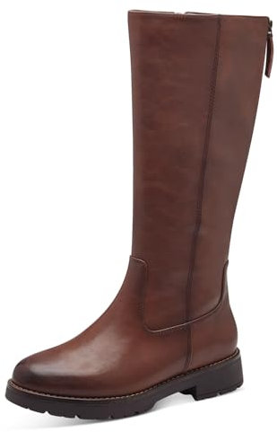 Jana Damen Hohe Stiefel ohne Absatz mit Reißverschluss Vegan, Braun (Cognac), 38 EU