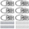 GZLFH 6 STK Augplatten, Edelstahl Augplatte M5 Ösen Quadrat mit Ring Silber Decken Haken mit 24 Schrauben und 24 Expansionsrohr zum Yoga Seil & Hängematte